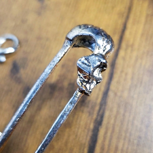 Silver gold skull punk goth emo safety pin choker necklace - Picture 10 of 10